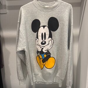 VTG Disney Gray and Black Crew Neck Mickey Mouse Sweater